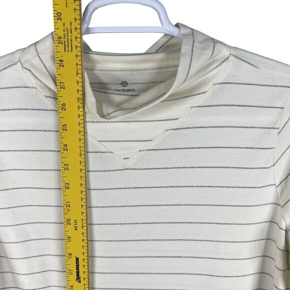 T by Talbots NWT Womens 1X Long Sleeve Metallic Striped Cowl Neck Top Nautical - Picture 12 of 16